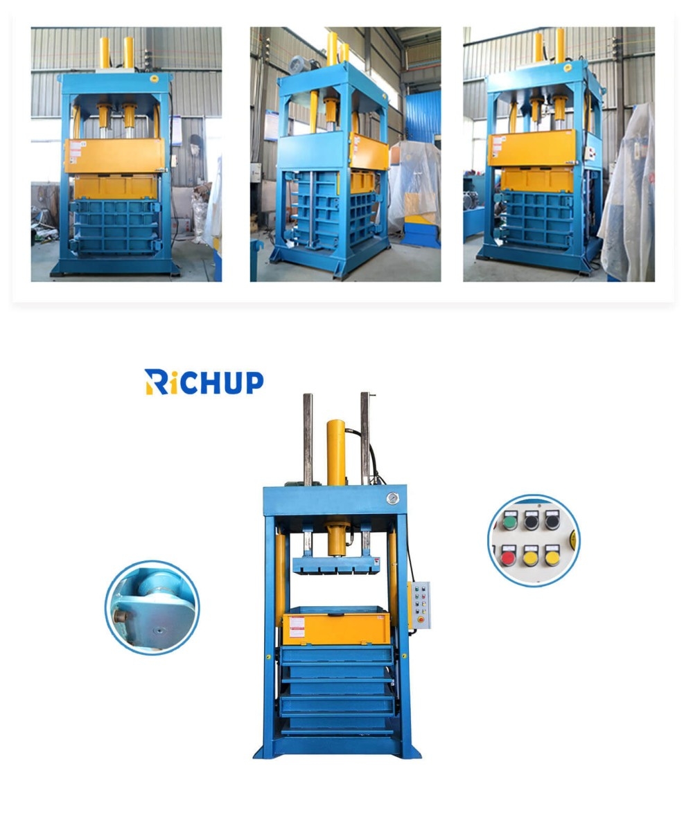 Vertical clothes textile baling machine